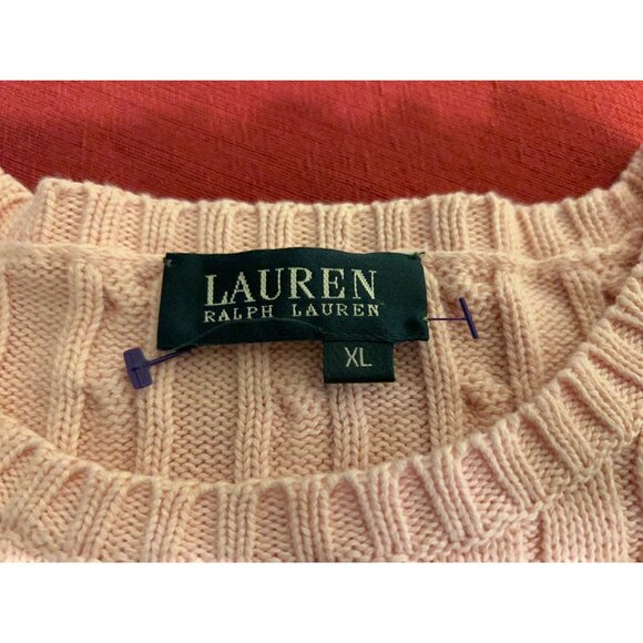 Ralph Lauren Womens Old Money Logo Sweater Size XL Pink Soft Girl Tennis Prep - Picture 6 of 10